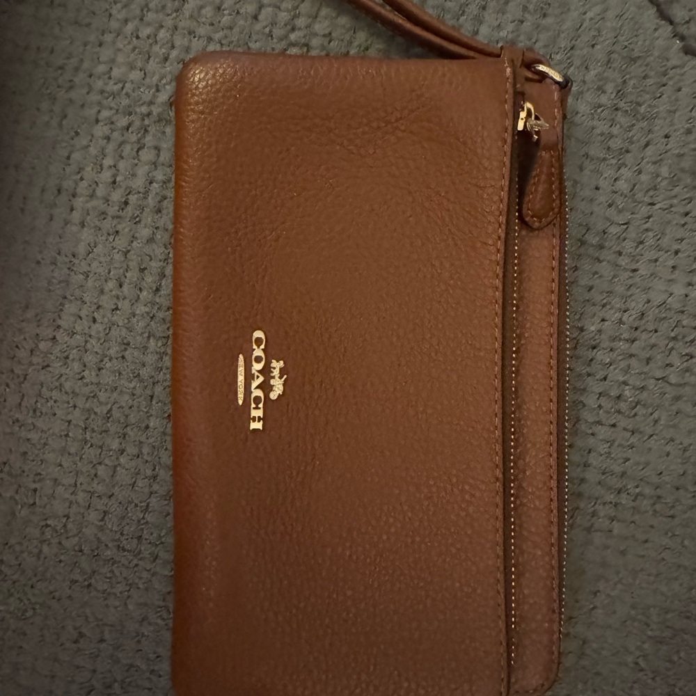 Coach Brown Leather Wristlet